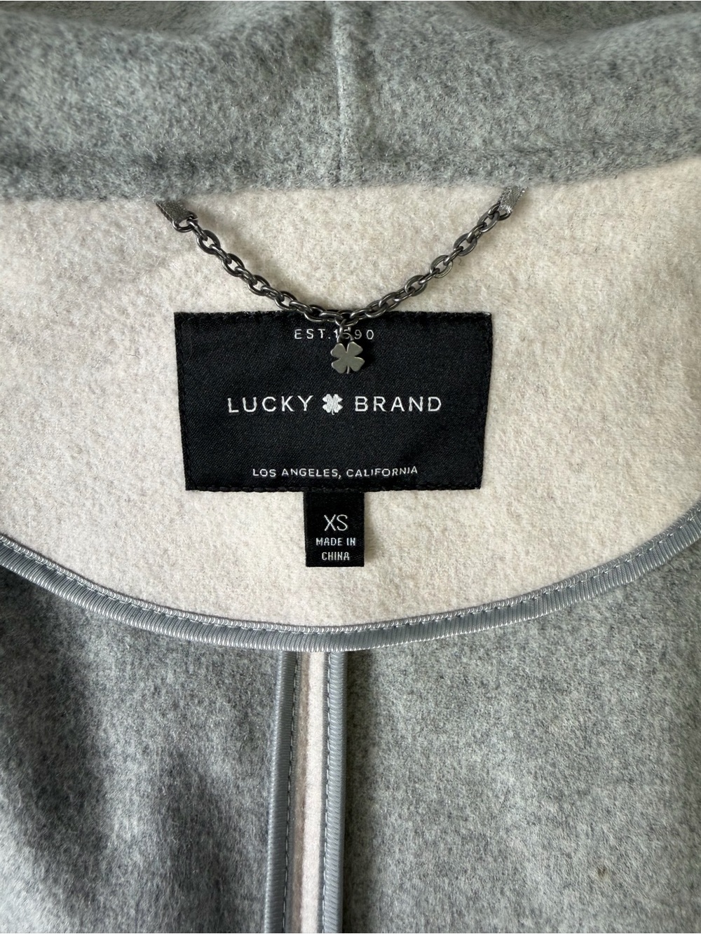 Lucky Brand Light Gray and Cream Wrap Tie Coat - Classic Style XS - Picture 9 of 16